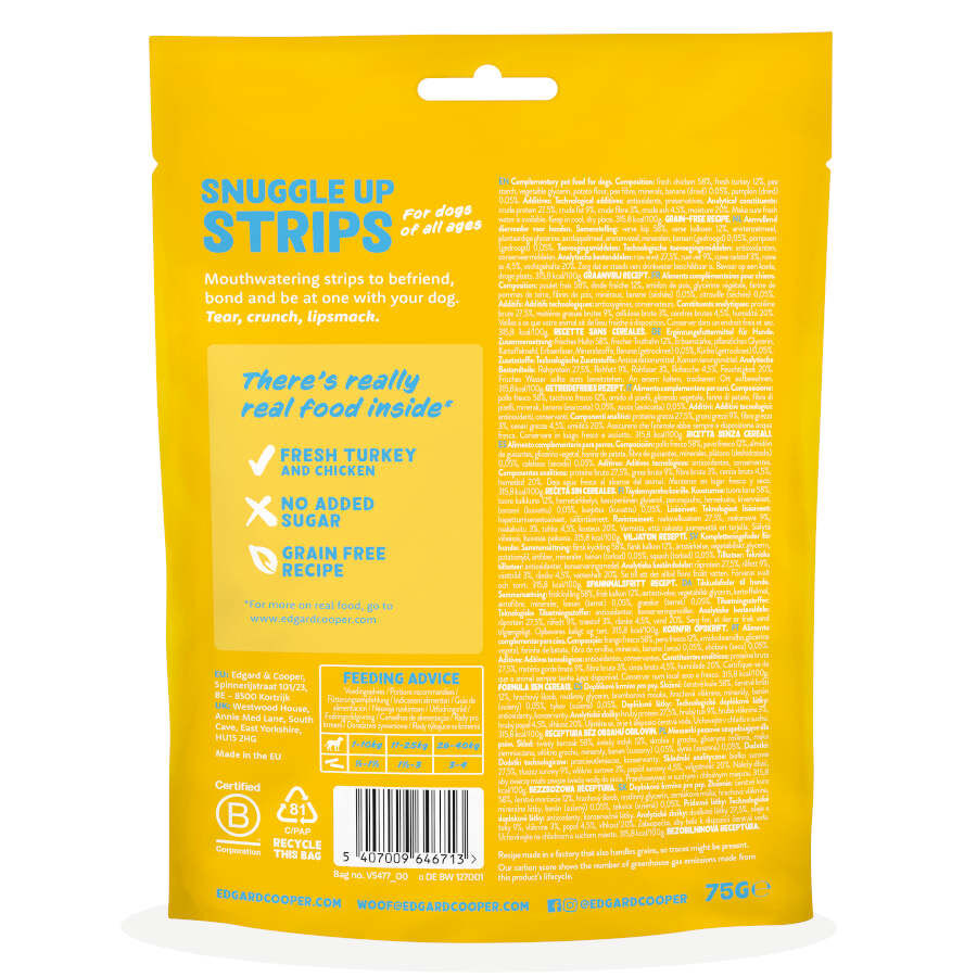 75 g Edgard & Cooper Tiras de Pavo y Pollo snack para perros, , large indicador imagen numero 7